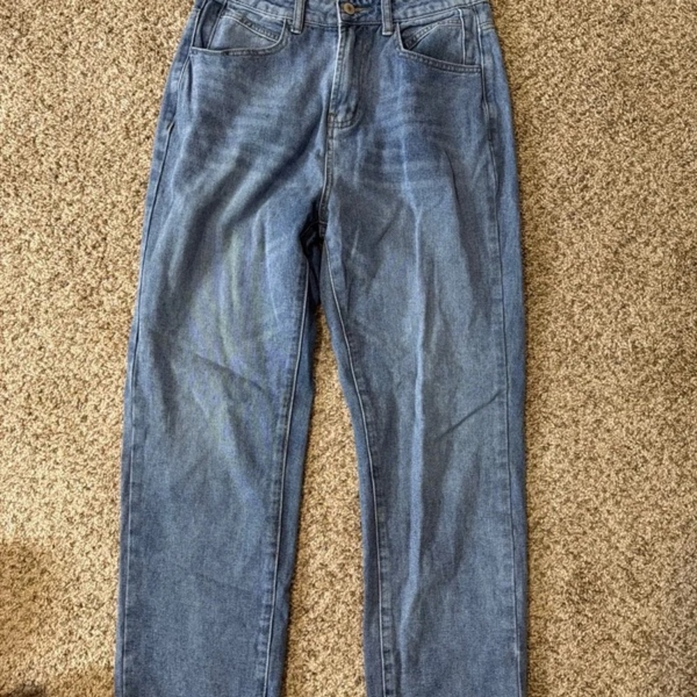 SHEIN Men's Straight-Leg Blue Denim Jeans